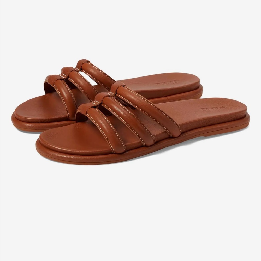 Olukai Women's NWT Tiare Slide Comfort Sandal Fox Brown Leather Size 9 - Picture 2 of 7